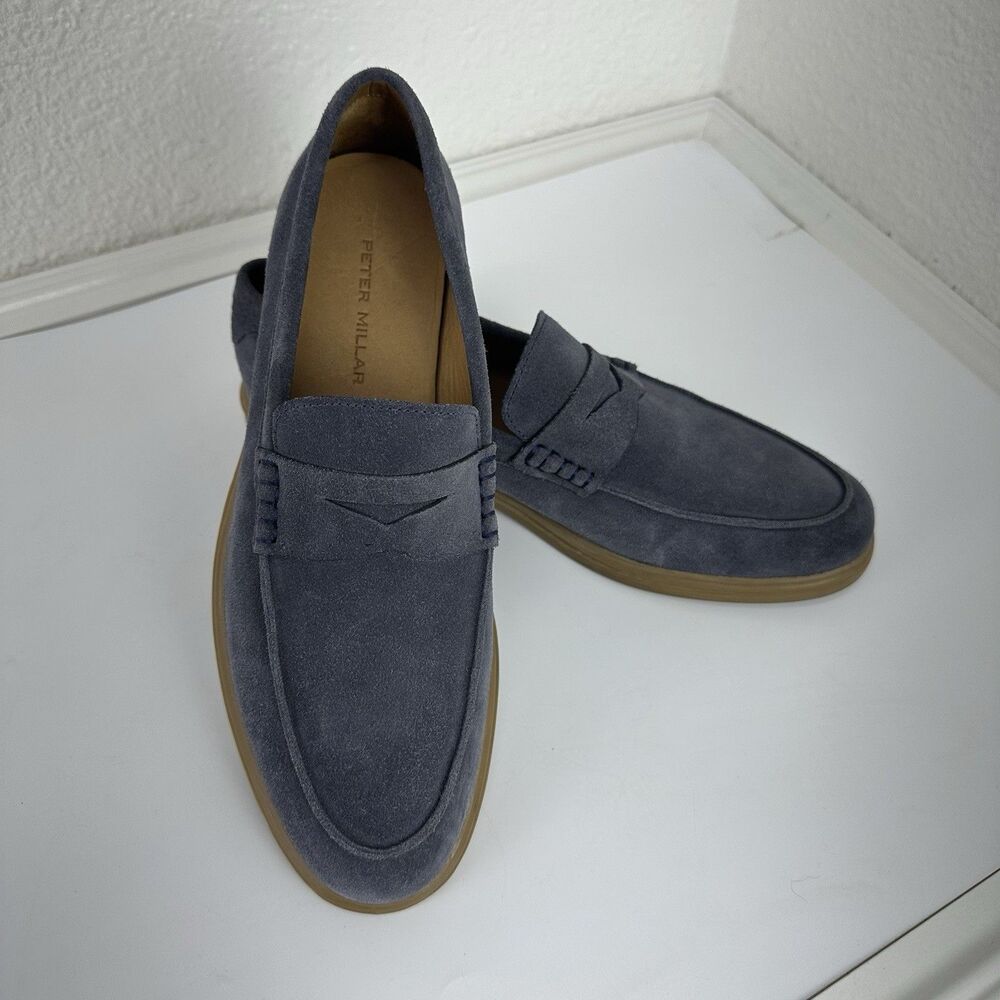 Peter Millar Crown Crafted Excursionist Suede Avio Blue Loafer 9.5M Preppy